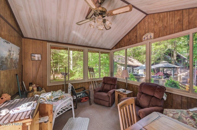 77 Brookfield Rd, Lake Ariel, PA 18436 - sunroom / solarium featuring vaulted ceiling, a ceiling fan, and an outdoor hangout area