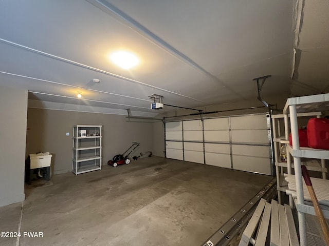 garage with a garage door opener