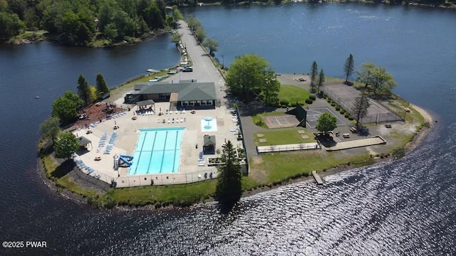 1024 Pitt Rd, Newfoundland, PA 18445 - drone / aerial view of a pool and a large body of water