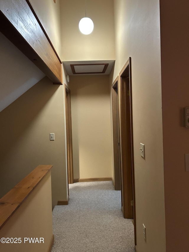 1024 Pitt Rd, Newfoundland, PA 18445 - hallway with carpet flooring and attic access