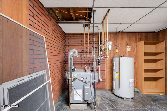 1528 Mount Cobb Rd, Jefferson Township, PA 18436 - utility room featuring electric water heater and a heating unit