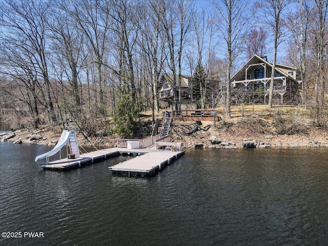 view of dock featuring a water view
