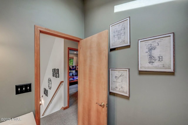 1007 Apache Ct, Lake Ariel, PA 18436 - hall featuring carpet and an upstairs landing