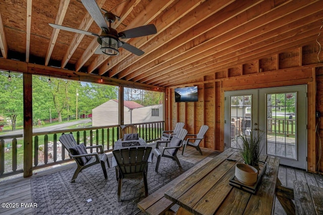 1007 Apache Ct, Lake Ariel, PA 18436 - wooden deck featuring french doors and a ceiling fan