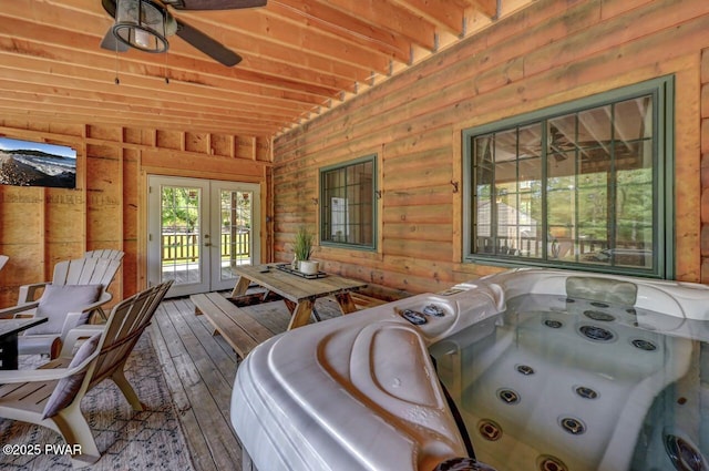 1007 Apache Ct, Lake Ariel, PA 18436 - wooden deck with french doors and a ceiling fan
