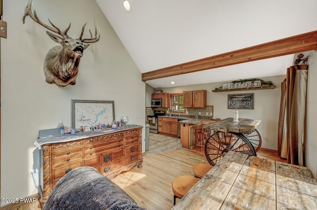1007 Apache Ct, Lake Ariel, PA 18436 - dining space featuring light wood-style floors, recessed lighting, and high vaulted ceiling