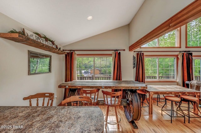 1007 Apache Ct, Lake Ariel, PA 18436 - dining space featuring lofted ceiling, wood finished floors, and recessed lighting