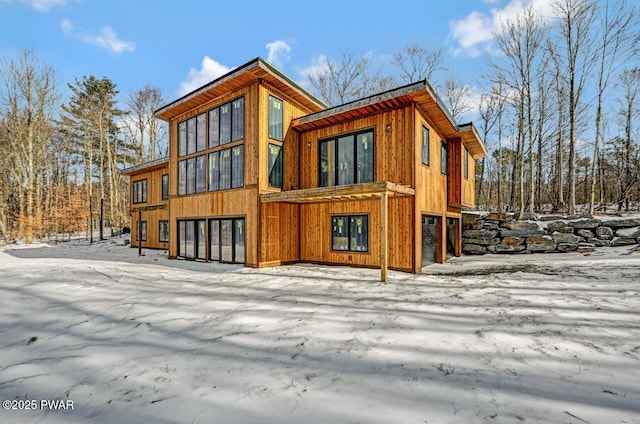 view of snow covered exterior