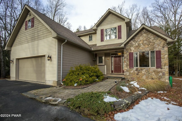 view of front of house with a garage