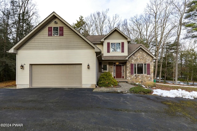 view of front of house with a garage