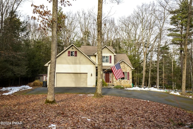 view of front property with a garage