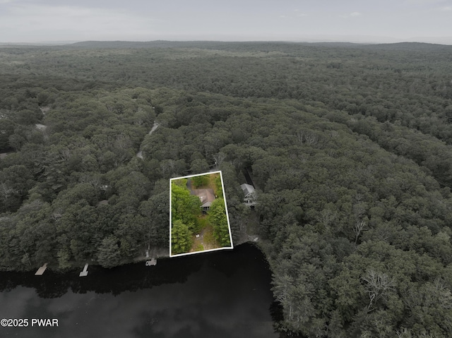 102 Circle Dr, Milford, PA 18337 - aerial view of property and surrounding area with a heavily wooded area and property boundaries highlighted