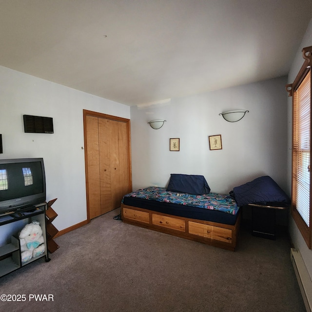 111 Ranger Rd, Greeley, PA 18425 - carpeted bedroom with a closet, baseboard heating, and baseboards