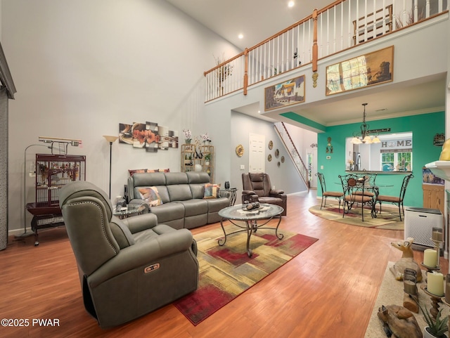803 Macintosh Way, Matamoras, PA 18336 - living room with wood finished floors, ornamental molding, baseboards, and a high ceiling