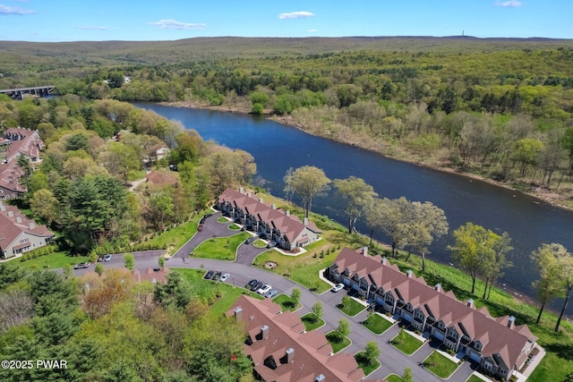 803 Macintosh Way, Matamoras, PA 18336 - aerial view featuring a water view and a wooded view