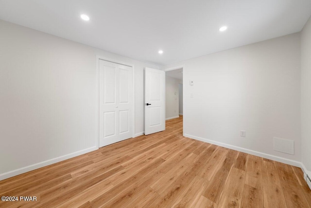 109 Widgeon Ln, Lords Valley, PA 18428 - unfurnished bedroom featuring a closet, recessed lighting, and light wood finished floors