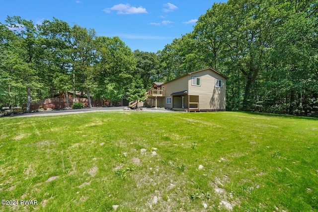 109 Widgeon Ln, Lords Valley, PA 18428 - view of yard featuring a wooden deck and stairway