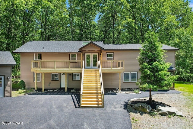 109 Widgeon Ln, Lords Valley, PA 18428 - view of front of property with stairs, french doors, and a deck