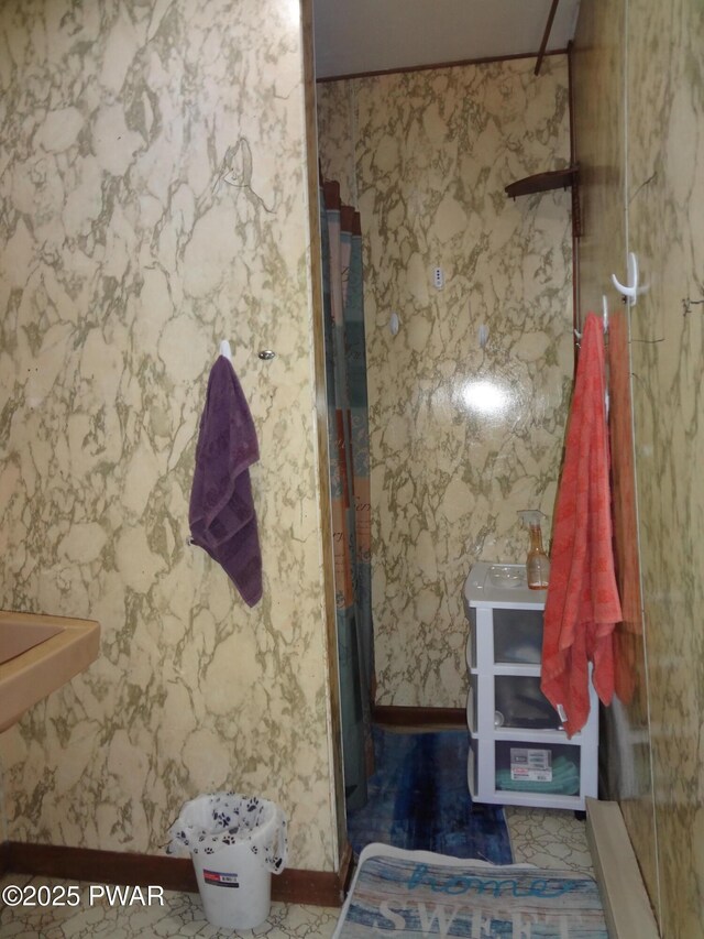 115 Eastwood Dr, Greentown, PA 18426 - bathroom with baseboards and a shower