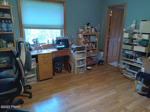 office space featuring light hardwood / wood-style flooring