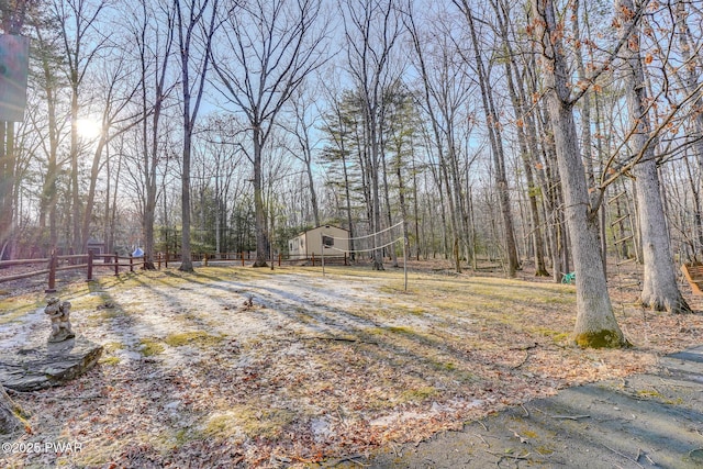 24 Lakeside Dr, Lakeville, PA 18438 - view of yard featuring fence and a view of trees