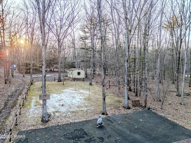 24 Lakeside Dr, Lakeville, PA 18438 - view of yard featuring an outbuilding and fence