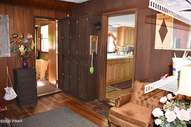 121 Mountain View Dr, Lords Valley, PA 18428 - sitting room with wood walls and wood finished floors