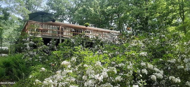 rear view of property with a wooden deck