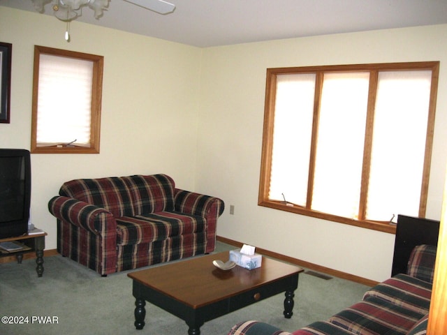 living room with carpet