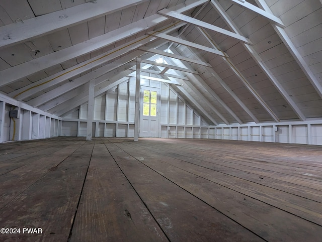 view of unfinished attic