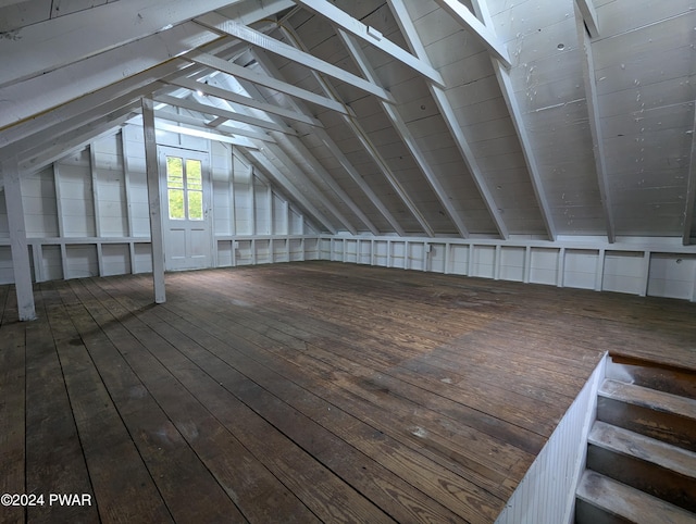 view of unfinished attic