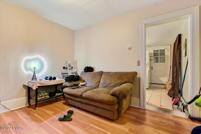 living room with hardwood / wood-style floors