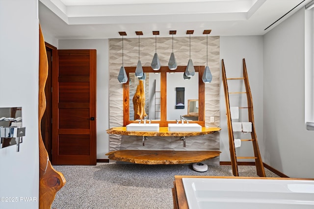 122 Overlook Ln, Lords Valley, PA 18428 - mudroom featuring a sink, carpet floors, and baseboards