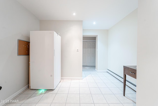302 Oneida Way, Milford, PA 18337 - spare room featuring a baseboard heating unit, baseboards, recessed lighting, and light tile patterned floors