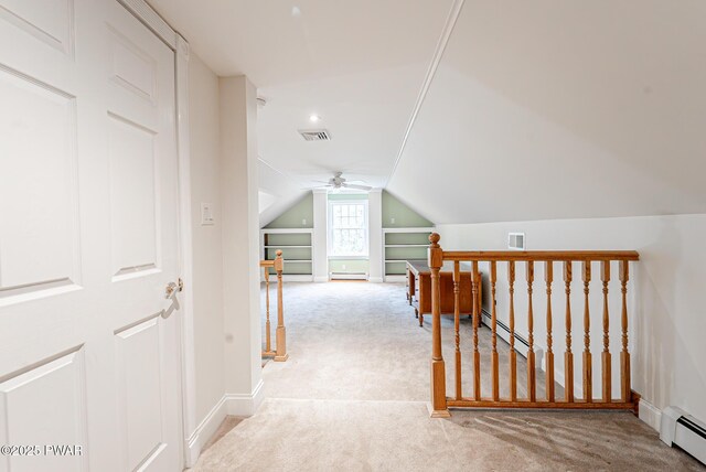 302 Oneida Way, Milford, PA 18337 - bonus room with a baseboard radiator, light colored carpet, vaulted ceiling, and ceiling fan
