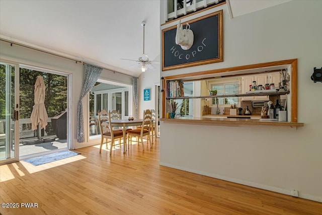 115 Washington Dr, Lords Valley, PA 18428 - dining area with wood finished floors and a ceiling fan