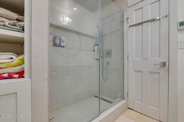 115 Washington Dr, Lords Valley, PA 18428 - bathroom featuring a shower stall and tile patterned floors
