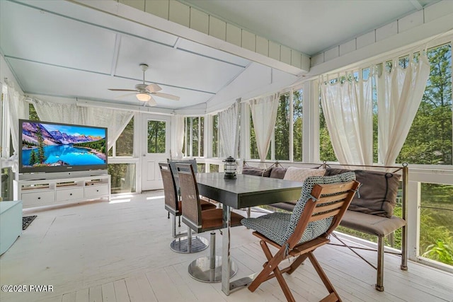 115 Washington Dr, Lords Valley, PA 18428 - sunroom with hardwood / wood-style flooring, healthy amount of natural light, vaulted ceiling, and a wooden deck