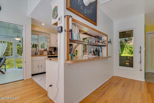 115 Washington Dr, Lords Valley, PA 18428 - bar featuring light wood finished floors, plenty of natural light, a ceiling fan, and recessed lighting