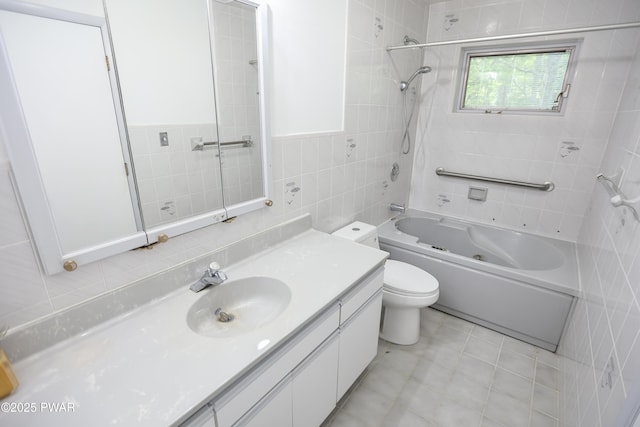216 Canterbrook Dr, Lords Valley, PA 18328 - bathroom featuring tile walls, tub / shower combination, and vanity
