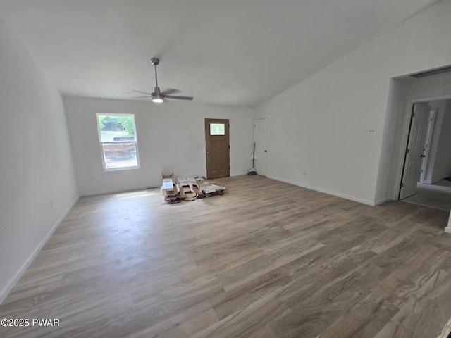 72 Lakeview Dr, Lake Ariel, PA 18436 - unfurnished living room with plenty of natural light, a ceiling fan, and wood finished floors