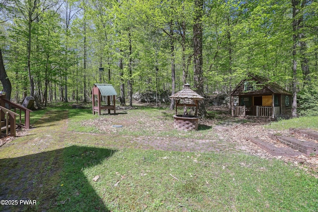2766 Owego Tpke, Hawley, PA 18428 - view of yard with a gazebo and a wooded view