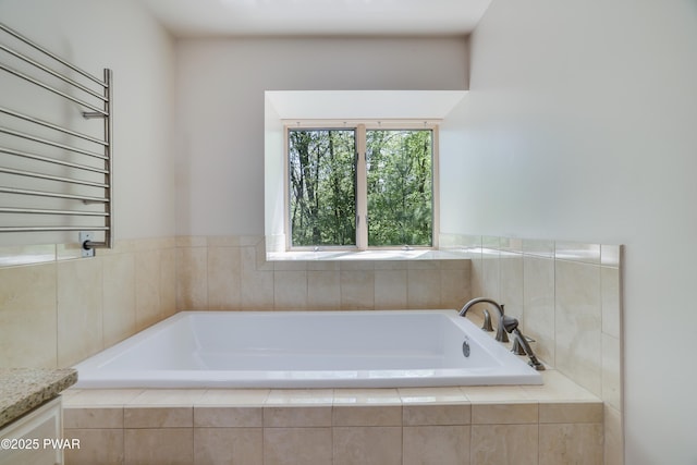 2766 Owego Tpke, Hawley, PA 18428 - bathroom featuring radiator, a garden tub, and a towel warming rack