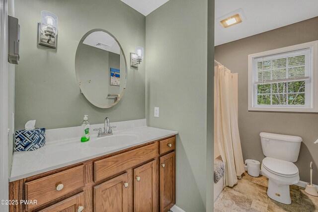 1011 Salem Pl, Lake Ariel, PA 18436 - bathroom featuring vanity, baseboards, toilet, and curtained shower