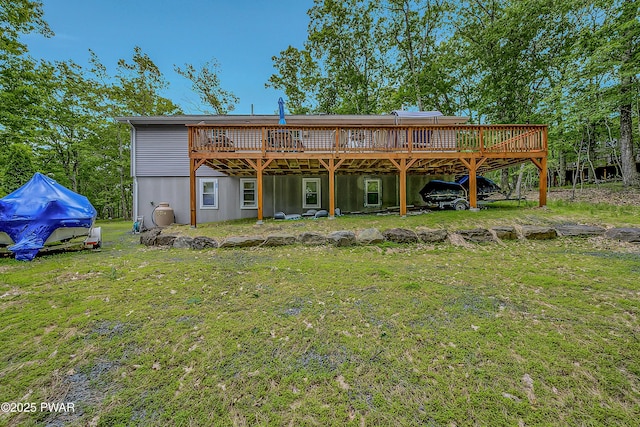 1011 Salem Pl, Lake Ariel, PA 18436 - rear view of property featuring a deck and a lawn