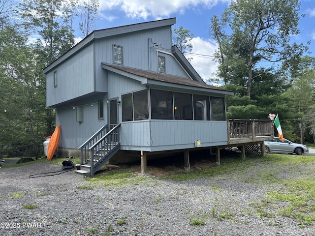 1267 Brookfield Rd, Lake Ariel, PA 18436 - view of front of home featuring a sunroom and a deck