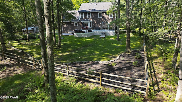 401 Log Tavern Rd, Milford, PA 18337 - fenced backyard featuring a deck