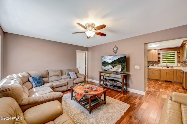 1412 Woodview Ter # 56, Lake Ariel, PA 18436 - living area with ceiling fan, light wood finished floors, and baseboards
