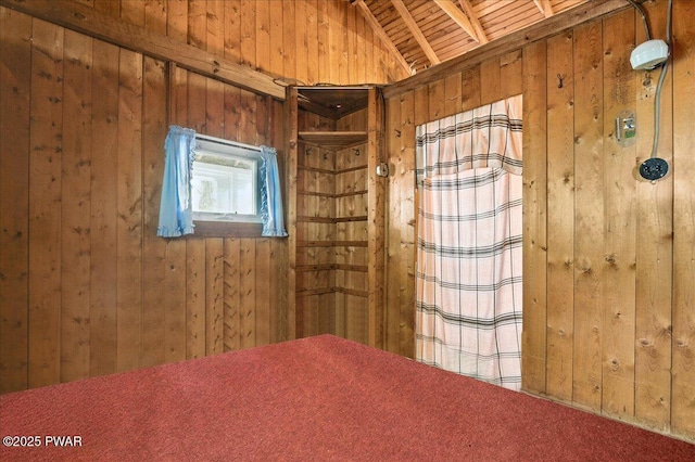 193 Old Rte 402, Dingmans Ferry, PA 18328 - bedroom with wood walls, wood ceiling, and lofted ceiling