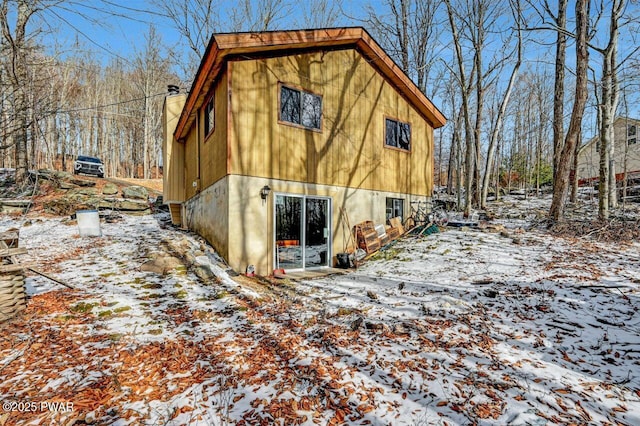 view of snow covered exterior